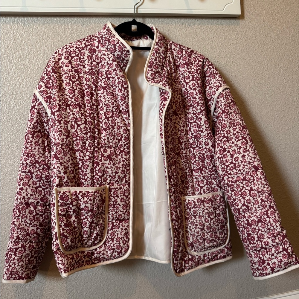 Floral Burgundy Women's Jacket